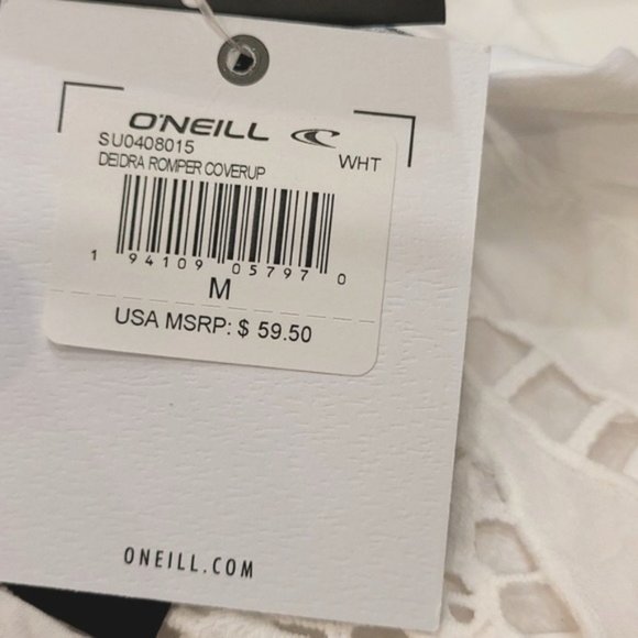 NWT O'Neill White Eyelet Swim Coverup Romper Medium - Picture 6 of 6